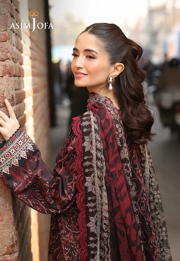 AJUBF-50 PRINTED EMBROIDERED LAWN 3 PCS