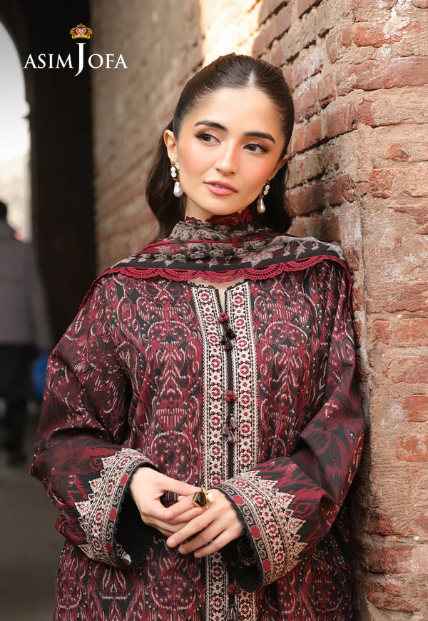 AJUBF-50 PRINTED EMBROIDERED LAWN 3 PCS