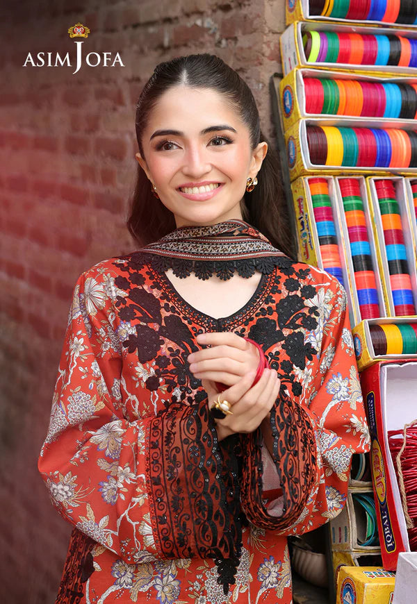 AJUBF-48 PRINTED EMBROIDERED LAWN 3 PCS