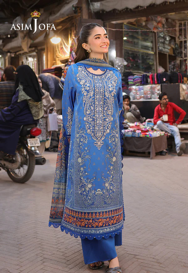 AJUBF-38 PRINTED EMBROIDERED LAWN 3 PCS