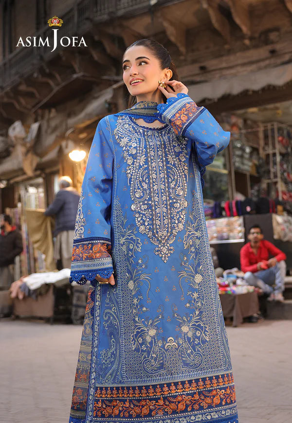 AJUBF-38 PRINTED EMBROIDERED LAWN 3 PCS