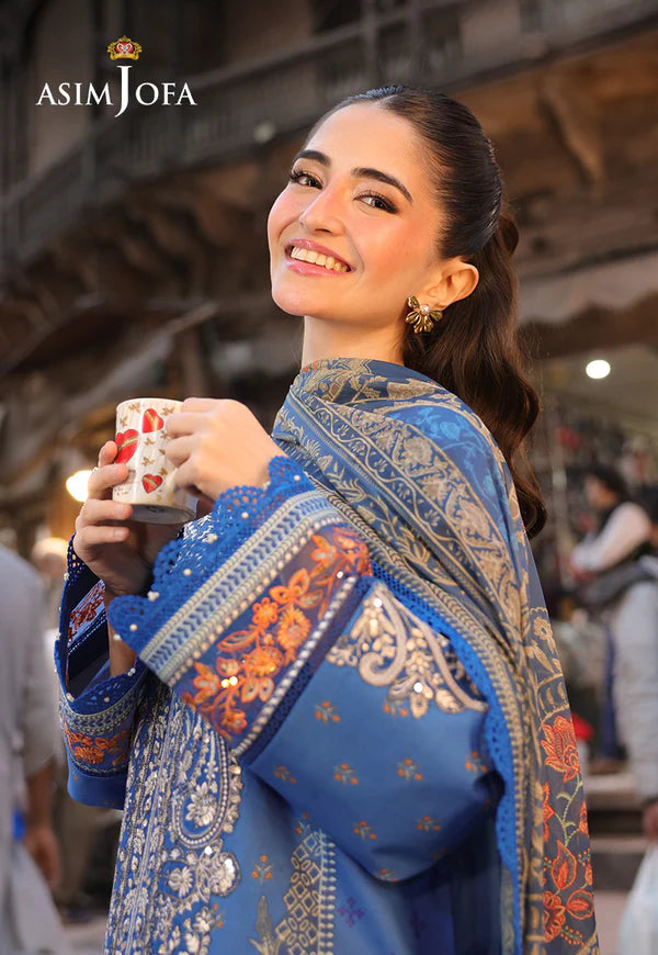 AJUBF-38 PRINTED EMBROIDERED LAWN 3 PCS