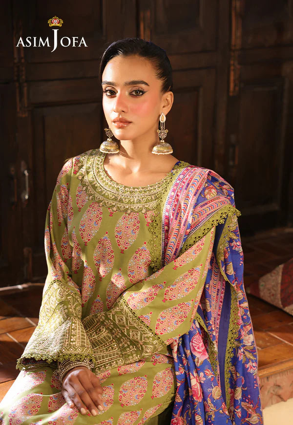 AJUBF-25 PRINTED EMBROIDERED LAWN 2 PCS