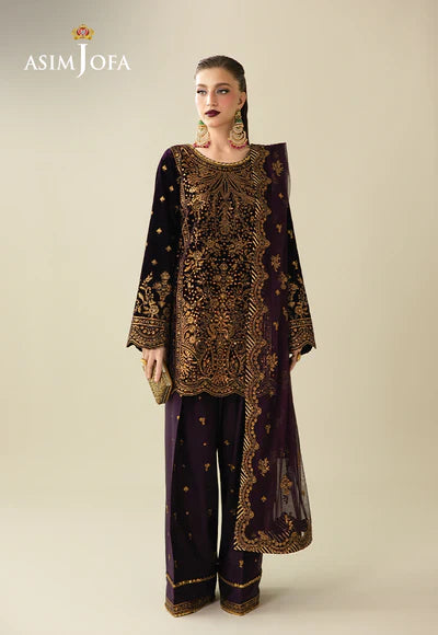 AJULM-02 Embroidered Velvet Unstitched 3 Pcs