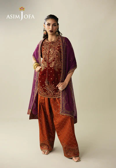 AJULM-07 Embroidered Velvet Unstitched 3 Pcs