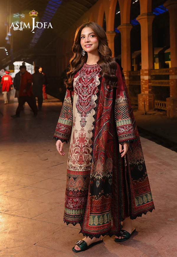 AJUBF-39 PRINTED EMBROIDERED LAWN 3 PCS