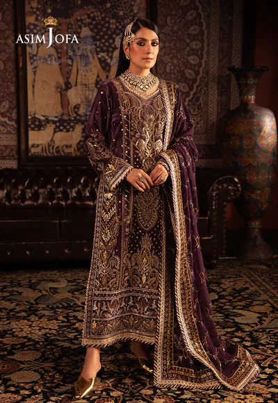 AJMMP-06 EMBROIDERED VELVET 3 PCS STITCHED