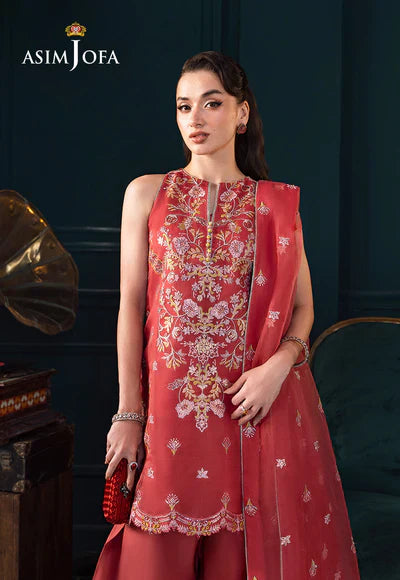 AJLFC-06 EMBROIDERED ORGANZA UNSTITCHED 3 PCS