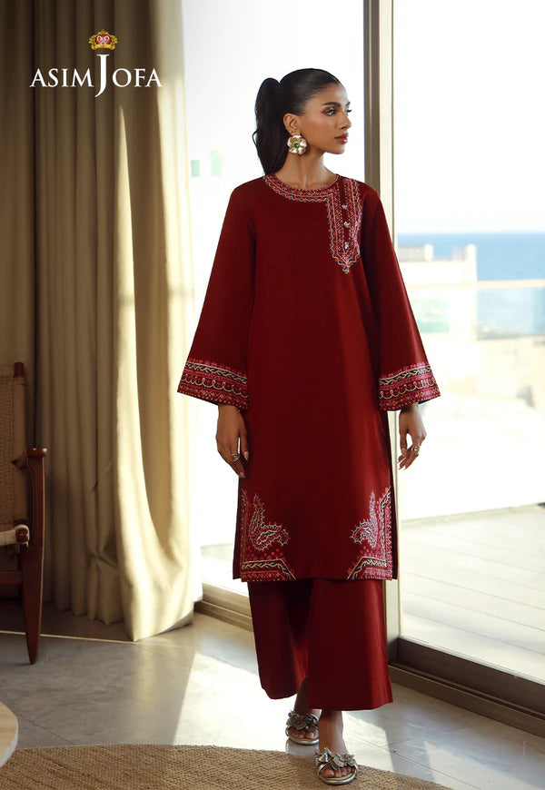 AJPB-136 EMBROIDERED SLUB RIB LAWN 2 PCS